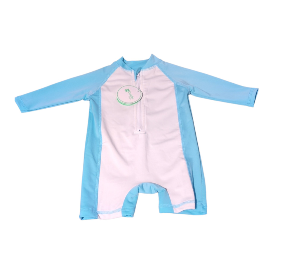 NWT Cuddle Club One-Piece Baby Swimsuit Long Sleeve Blue 6-12 Months